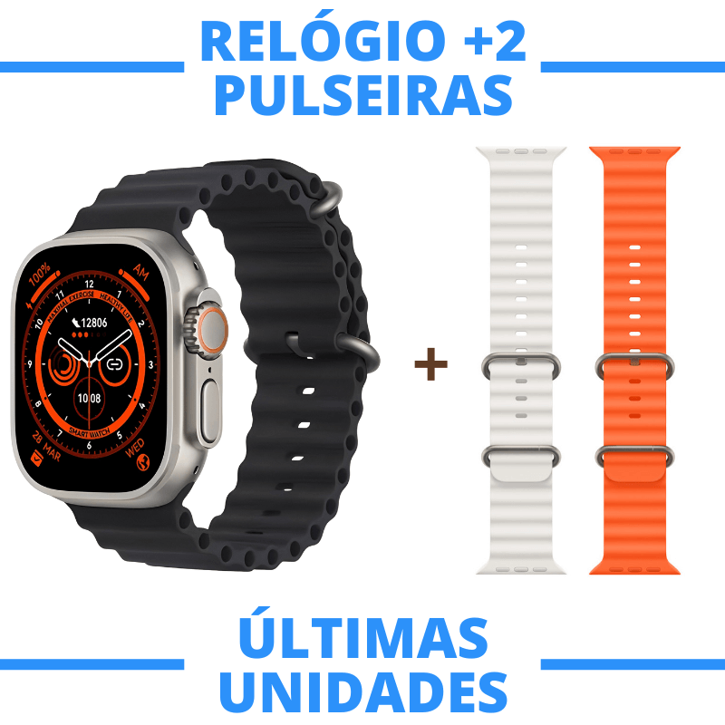 Relógio Inteligente S8 Ultra Pro +2 PULSEIRAS DE BRINDE